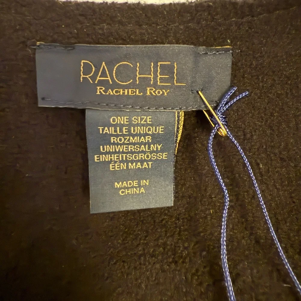 RACHEL Rachel Roy Charcoal Leopard Print Cape - Picture 2 of 6